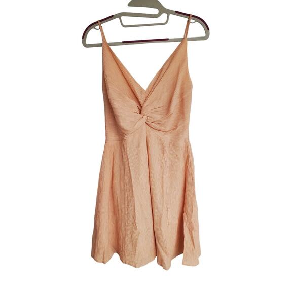 Abercrombie & Fitch Pink Crinkle Texture Twist-Front Mini Dress | Size Small - Picture 1 of 10